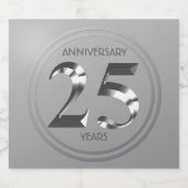 Metallic Silver 25th Wedding Day Sparkling Wijnetiket (Enkel label)