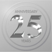 Metallic Silver 25th Wedding Day Sticker (Voorkant)