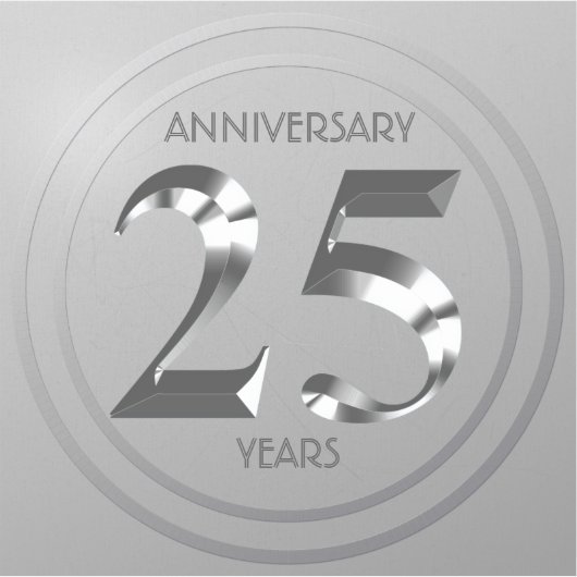 Metallic Silver 25th Wedding Day Sticker (Voorkant)