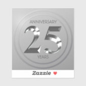 Metallic Silver 25th Wedding Day Sticker (Vel)