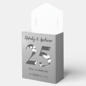 Metallic Silver 25th Wedding Jubileum Bedankdoosjes (Geopend)