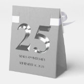 Metallic Silver 25th Wedding Jubileum Bedankdoosjes (Achterkant)