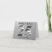 Metallic Silver 25th Wedding Jubileum Bedankkaart (Voorkant)