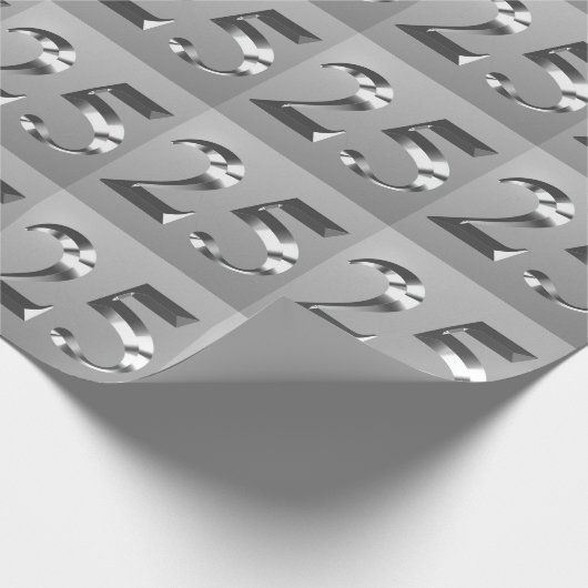 Metallic Silver 25th Wedding Jubileum Cadeaupapier (Hoek)