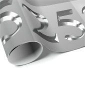 Metallic Silver 25th Wedding Jubileum Cadeaupapier (Rol Hoek)