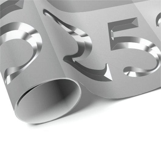 Metallic Silver 25th Wedding Jubileum Cadeaupapier (Rol Hoek)