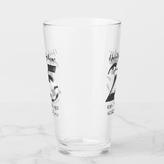 Metallic Silver 25th Wedding Jubileum Glas (Links)