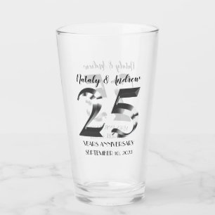 Metallic Silver 25th Wedding Jubileum Glas