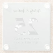 Metallic Silver 25th Wedding Jubileum Glazen Onderzetter (Achterkant)
