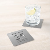 Metallic Silver 25th Wedding Jubileum Kartonnen Onderzetters (Insitu)