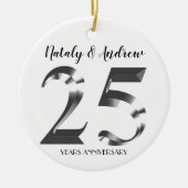 Metallic Silver 25th Wedding Jubileum Keramisch Ornament (Voorkant)