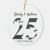 Metallic Silver 25th Wedding Jubileum Keramisch Ornament (Links)