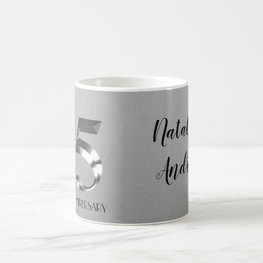 Metallic Silver 25th Wedding Jubileum Koffiemok (Center)