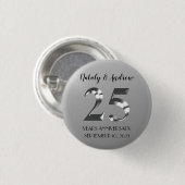 Metallic Silver 25th Wedding Jubileum Ronde Button 3,2 Cm (Voorkant /achterkant)