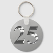 Metallic Silver 25th Wedding Jubileum Sleutelhanger (Achterkant)