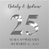 Metallic Silver 25th Wedding Jubileum Sticker (Voorkant)