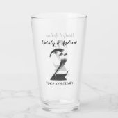 Metallic Silver 2th Wedding Jubileum Glas (Achterkant)