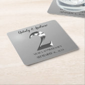 Metallic Silver 2th Wedding Jubileum Kartonnen Onderzetters (Schuin)