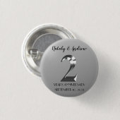 Metallic Silver 2th Wedding Jubileum Ronde Button 3,2 Cm (Voorkant /achterkant)