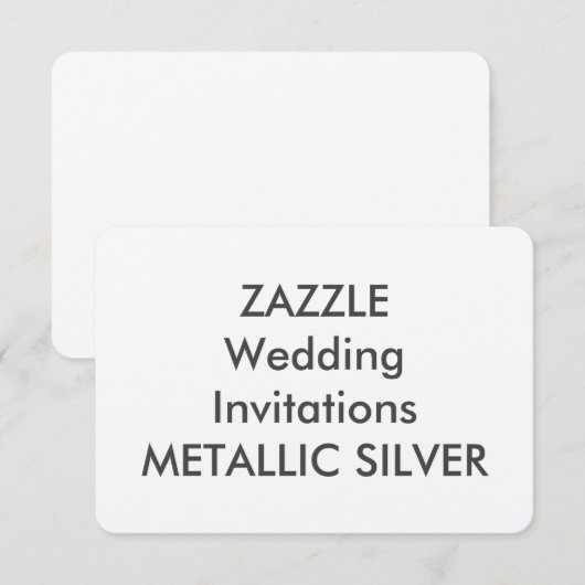 METALLIC SILVER 5" x 3,5" Uitnodigingen voor het H (Voorkant / Achterkant)