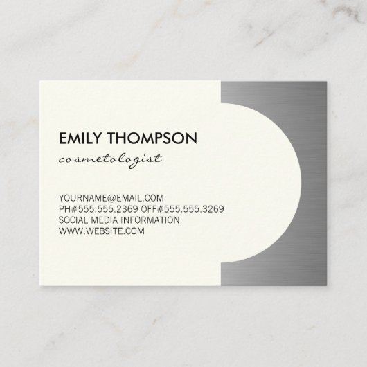 Metallic Silver Accent (off-yellow) Appointment Afsprakenkaartje (Voorkant)