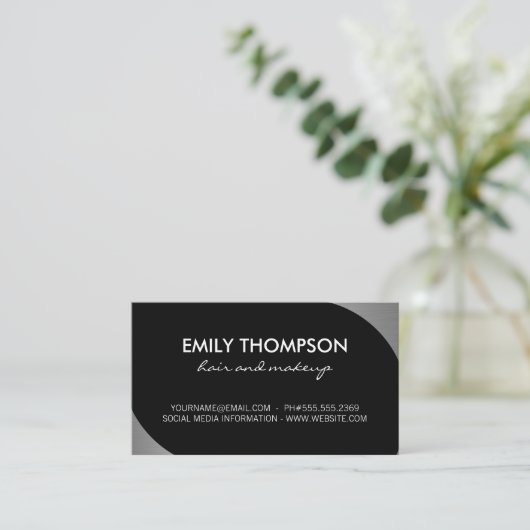 Metallic Silver Accent Visitekaartje (Staand voorkant)