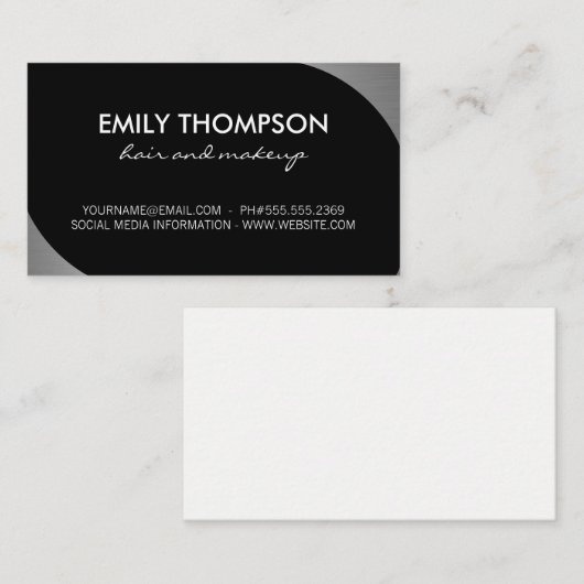 Metallic Silver Accent Visitekaartje (Voorkant / Achterkant)