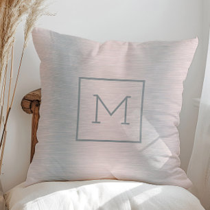 Metallic Silver achtergrond monogram Kussen