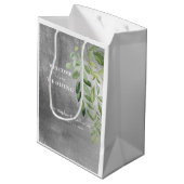 Metallic Silver Afbeelding Custom Wedding Welcome  Medium Cadeauzakje (Achterkant Gekanteld)