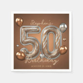 Metallic Silver and Bronze Balloons 50th Birthday Servet (Voorkant)