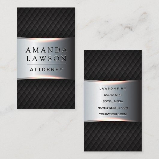 Metallic Silver Banner | Zwarte staart Afsprakenkaartje (Voorkant / Achterkant)