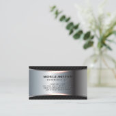 Metallic Silver Banner | Zwarte staart Visitekaartje (Staand voorkant)