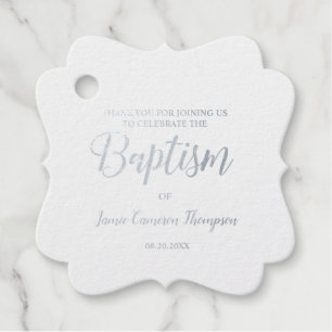 Metallic Silver Baptism Baby Bedankt cadeau Bedankjes Labels