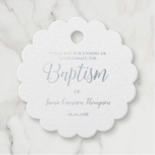 Metallic Silver Baptism Baby Bedankt cadeau Bedankjes Labels