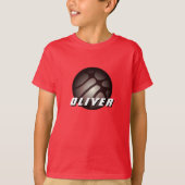 Metallic Silver Black Basketball Ball Naam Rood T-shirt (Voorkant)