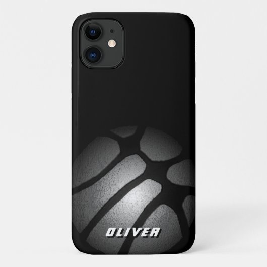 Metallic Silver Black Basketball Ball-poorten Case-Mate iPhone Case (Achterkant)