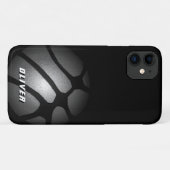Metallic Silver Black Basketball Ball-poorten Case-Mate iPhone Case (Achterkant (horizontaal))