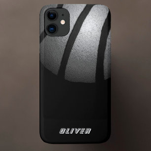 Metallic Silver Black Basketball Ball Sportnaam Case-Mate iPhone Case