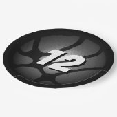 Metallic Silver Black Basketball Birthday Papieren Bordje (Gekanteld)