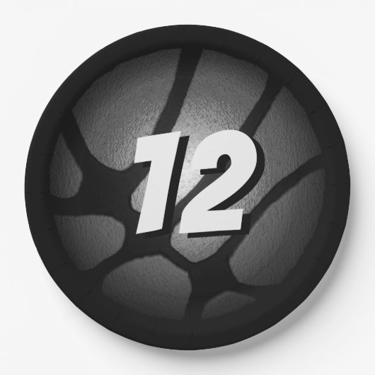 Metallic Silver Black Basketball Birthday Papieren Bordje (Voorkant)