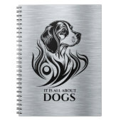 Metallic Silver Black Ornamental Beagle Head Notitieboek (Voorkant)