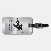 Metallic Silver Black Street Dancer Silhouette Bagagelabel (Voorkant horizontaal)