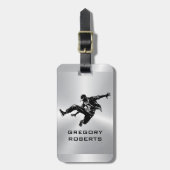 Metallic Silver Black Street Dancer Silhouette Bagagelabel (Voorkant verticaal)