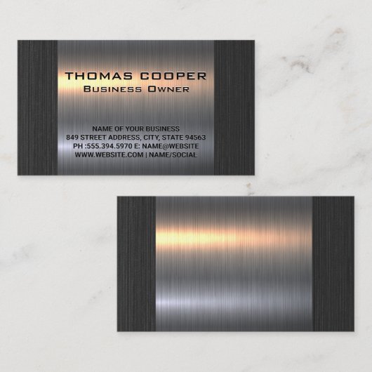 Metallic Silver Black Texture Background Visitekaartje (Voorkant / Achterkant)