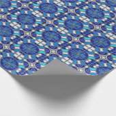 Metallic Silver, Blue Shades Stained Glass Style Cadeaupapier (Hoek)