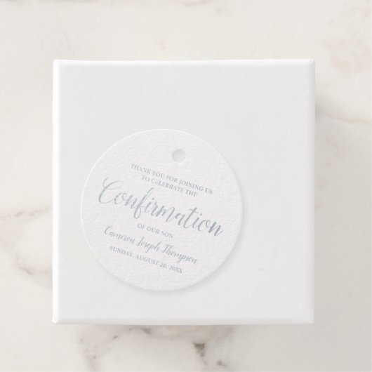 Metallic Silver Boy Bevestiging Dank u Bedankjes Labels (Met doos)