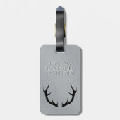 Metallic Silver Buck Deer Antlers Monogram Travel Bagagelabel (Achterkant verticaal)