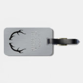 Metallic Silver Buck Deer Antlers Monogram Travel Bagagelabel (Achterkant horizontaal)