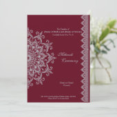 Metallic Silver Burgundy Mehendi Indian aanpassen Kaart (Staand voorkant)