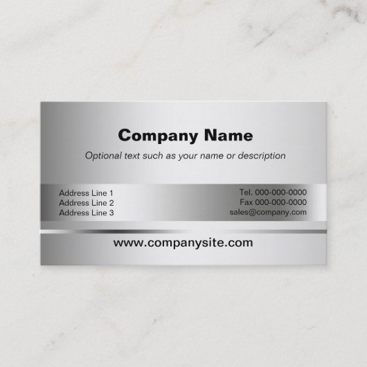 Metallic Silver Business Card-sjablonen Visitekaartje (Voorkant)